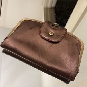 HOBO Metallic Brown Leather Clutch